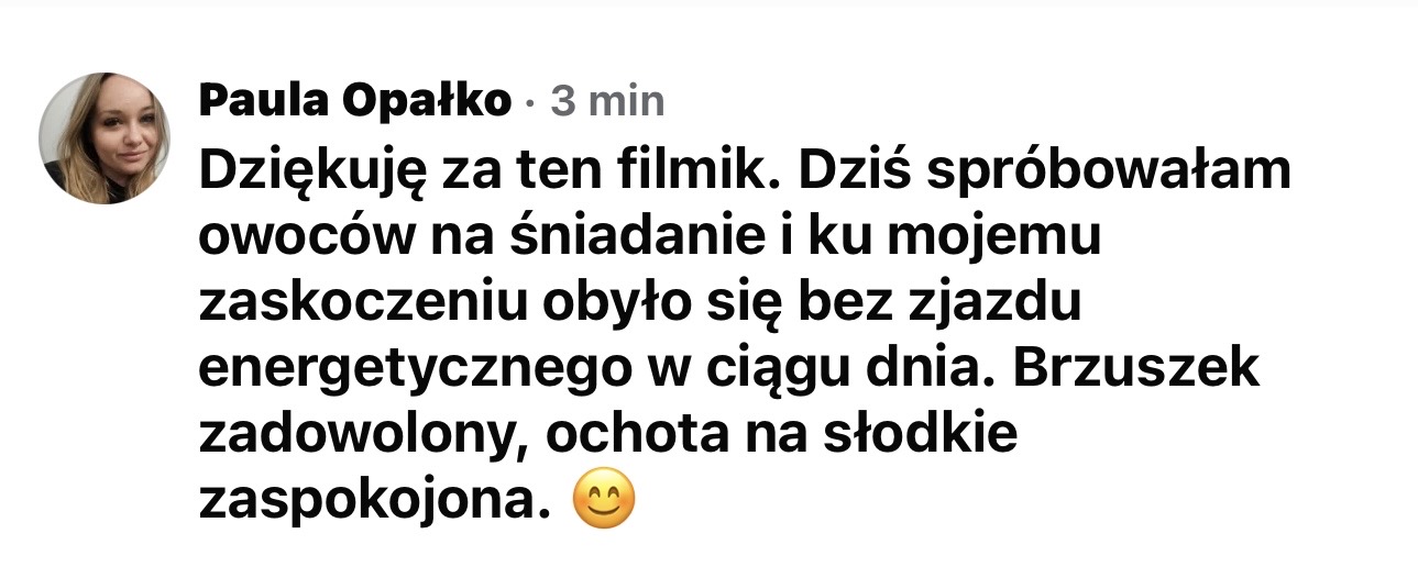 Opinia Pauli Opałko o owocach, energii i samopoczuciu